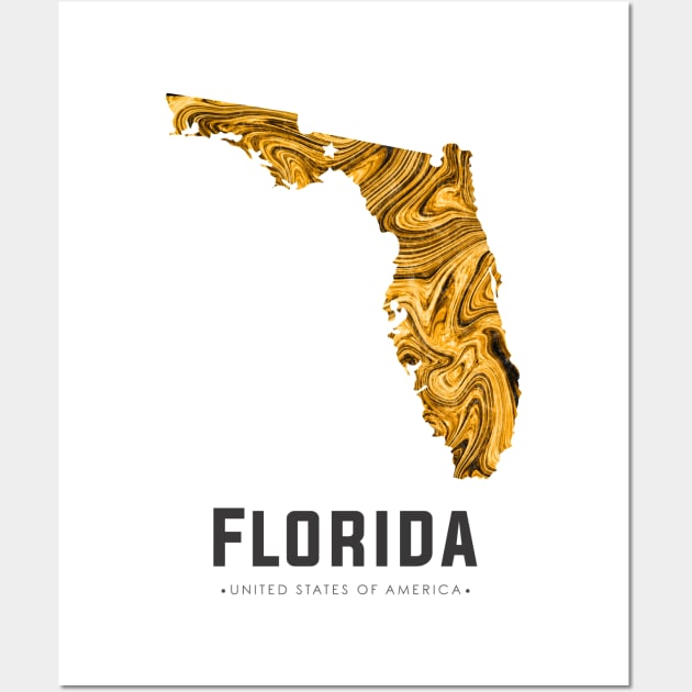 Florida state map abstract golden brown Wall Art by StudioGrafiikka